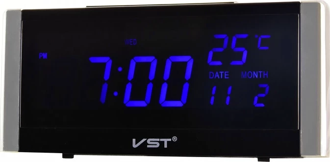 Сетевые часы vst731w-5 220В син.циф+usb каб (без адапт) говор