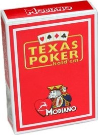 Карты "Modiano Texas Poker" 100% plastic 2 jumbo index red