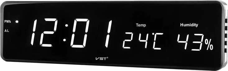 Сетевые часы vst805s-6 бел.цифры (темпер., влажн.)+блок