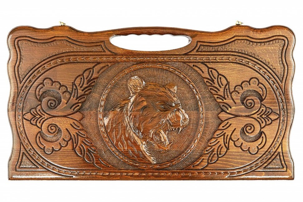 Нарды резные "Тигр" с ручкой, Haleyan