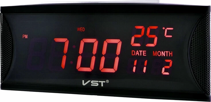 Сетевые часы vst719w-1 220В красные цифры+usb кабель (без адап.)