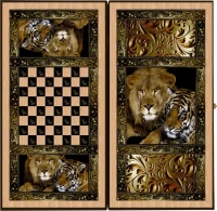 Нарды + Шашки Сирия Львы средние (Россия, дерево, 50 см), Partida