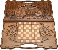 Нарды резные &quot;Охота&quot;, с ручкой, Haleyan