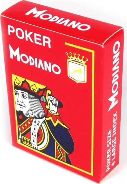 Карты "Modiano Poker" 100% plastic 4 jumbo index red