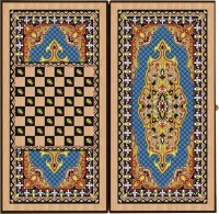 Нарды + Шашки Сирия Голубые малые (Россия, дерево, 40 см), Partida