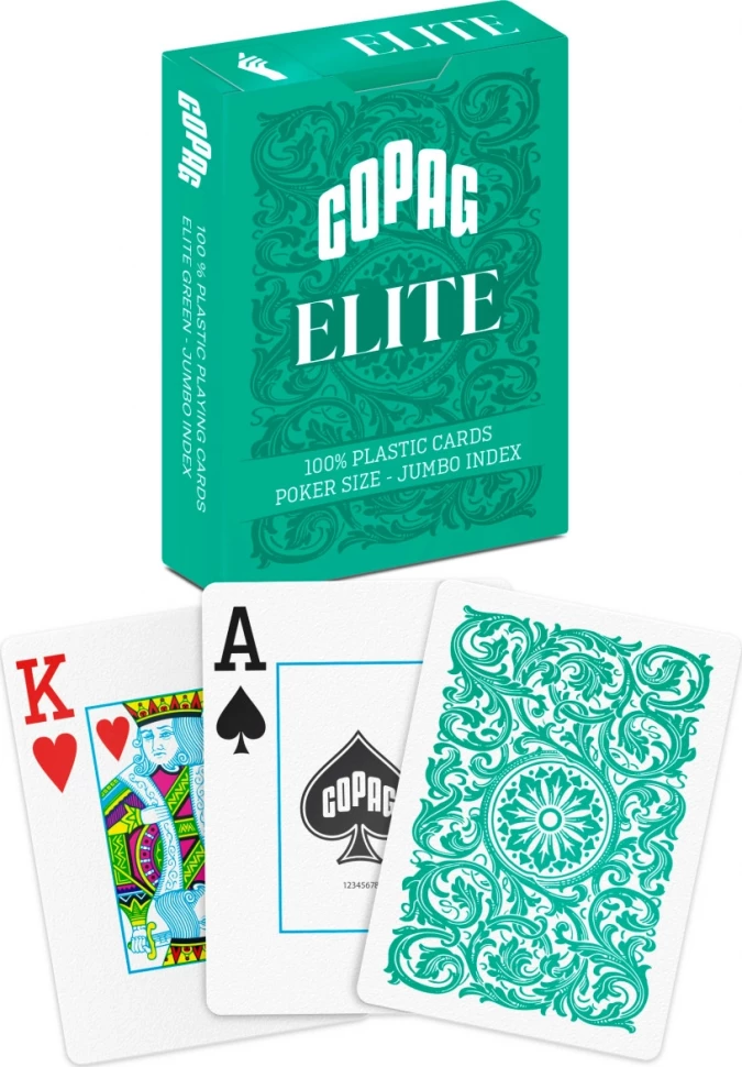 Карты "1546 Elite Plastic Poker Size Jumbo Index green Single deck"