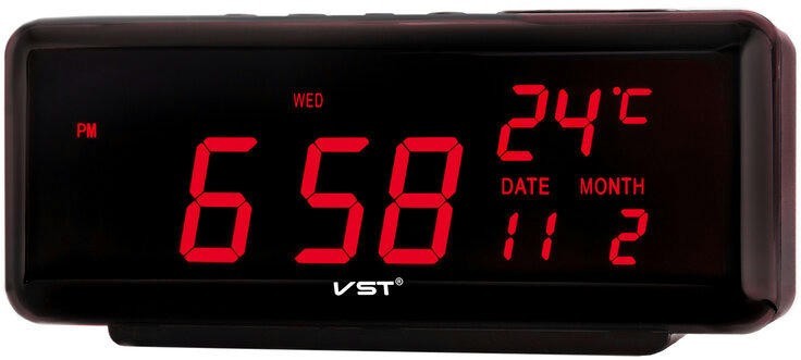 Сетевые часы vst762w-1 220В кр.цифры+блок говорящие