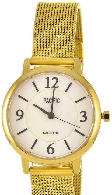 Наручные часы pacific x6147-2 корп-золот циф-бел/черн сетка