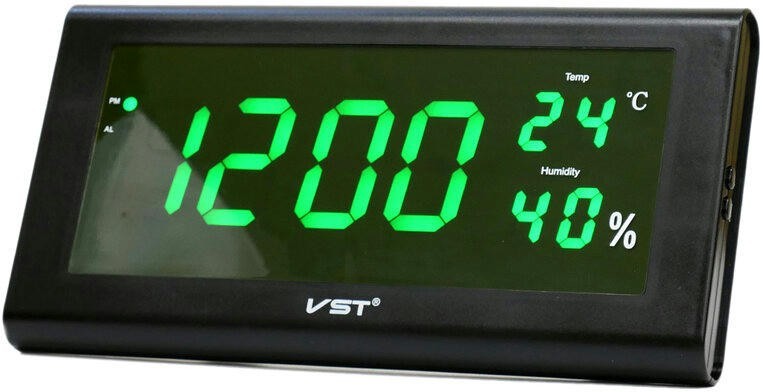 Сетевые часы vst795s-4 зел.цифры (температ,влажность)+блок