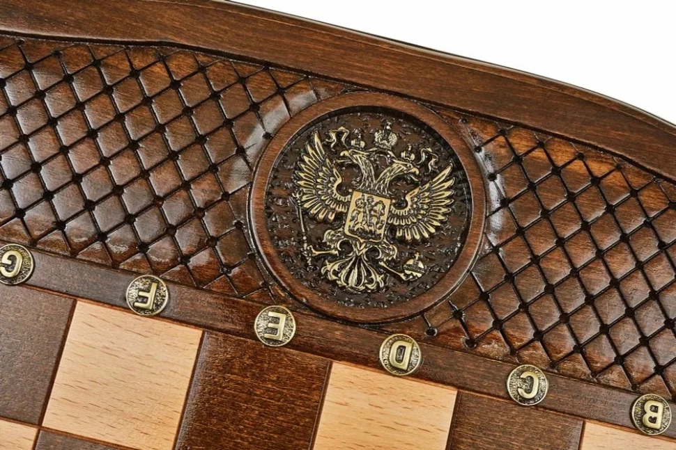 Шахматы + нарды резные "Герб РФ" 50, Haleyan