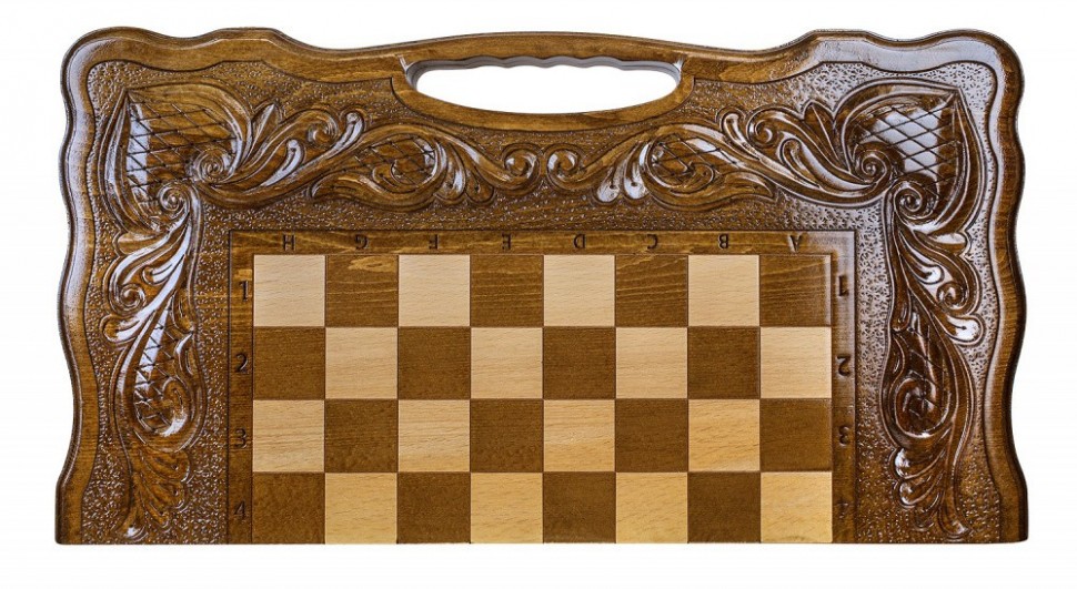 Шахматы + нарды резные "Антемион" 60 с ручкой, Haleyan