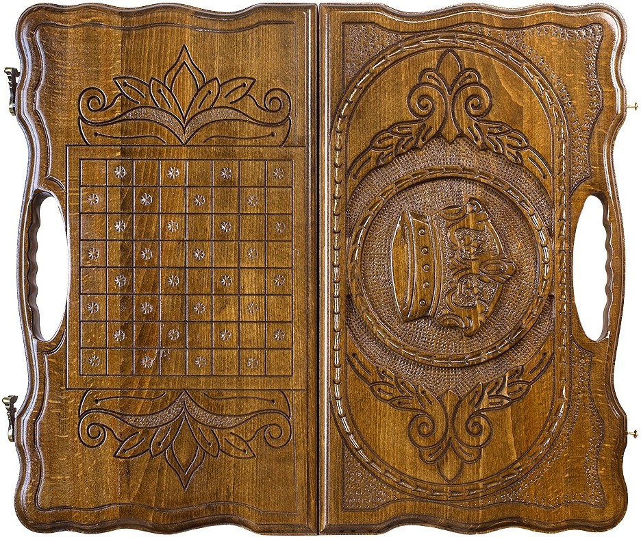 Нарды резные "Корона" с ручкой 40, Haleyan