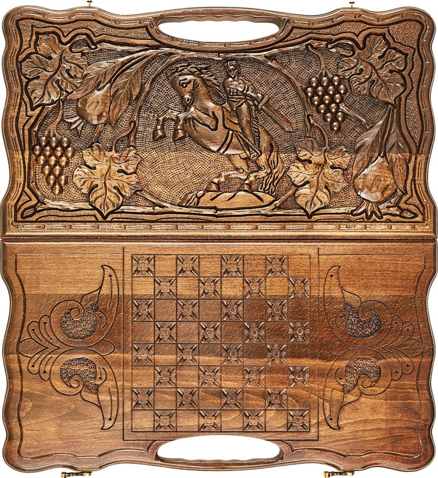 Нарды резные "Всадник" с ручкой 50, Haleyan