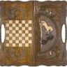 Нарды резные "Две лошади" с ручкой 60, Haleyan