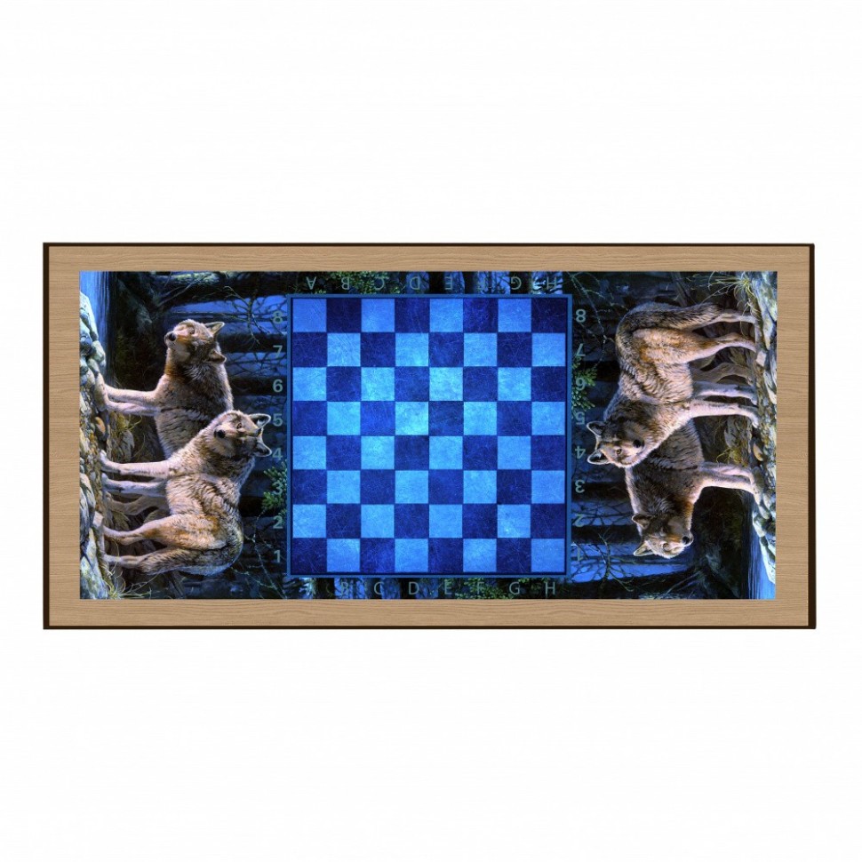 Нарды + Шашки Сирия Волки в лесу средние (Россия, дерево, 50 см), Partida