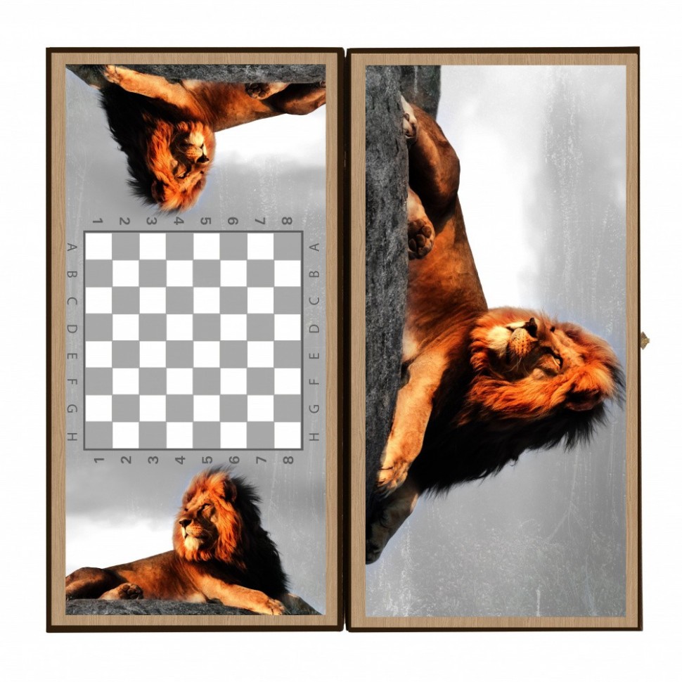 Нарды + Шашки Сирия Лев в Саванне средние (Россия, дерево, 50 см), Partida