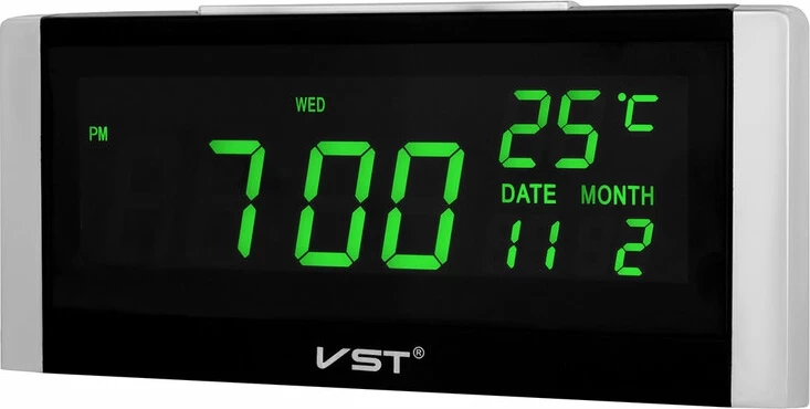 Сетевые часы vst731w-4 220В зел.циф +usb каб (без адапт)