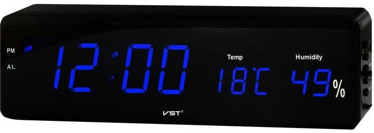 Сетевые часы vst805s-5 син.цифры (темпер., влаж.)+блок