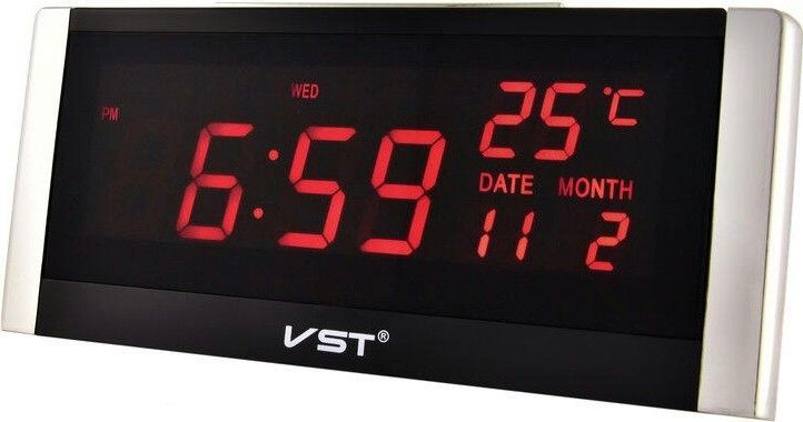 Сетевые часы vst731w-1 220В красн.цифры+usb кабель (без адаптера) говорящие