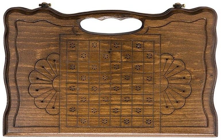Нарды резные "Корона" с ручкой 30, Haleyan