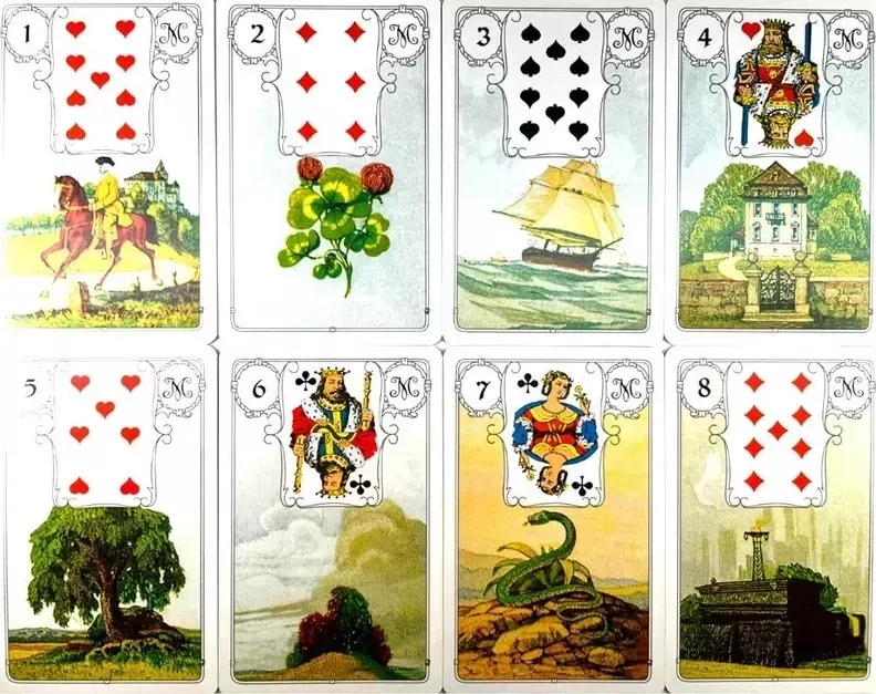 Карты Таро "Mille Lenormand Blue Owl Premium Edition" AGM / Колода Ленорман Синяя Сова Премиум Издание